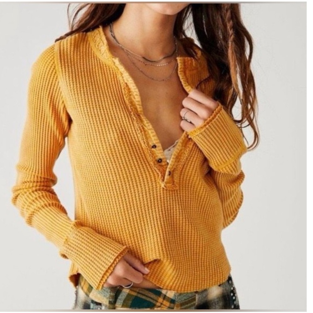 Free People Colt Thermal Henley top shirt blouse